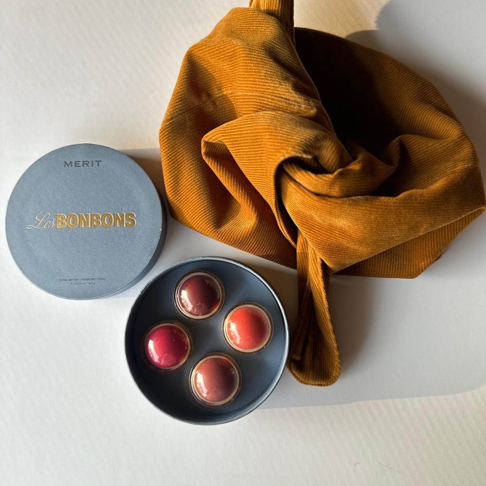 Merit Beauty Les Bonbons Flush Balm Set with Makeup Bag